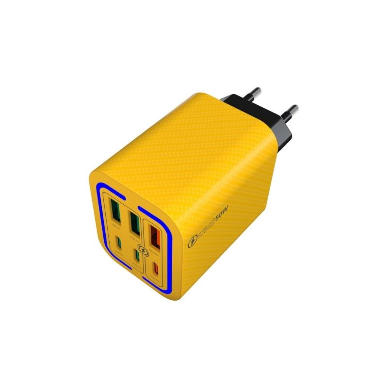USB Fast Charging Block,36W PD20W 6 Port USB Wall Charging Brick,Power Adapter Multiport Charging Plug жёлтый
