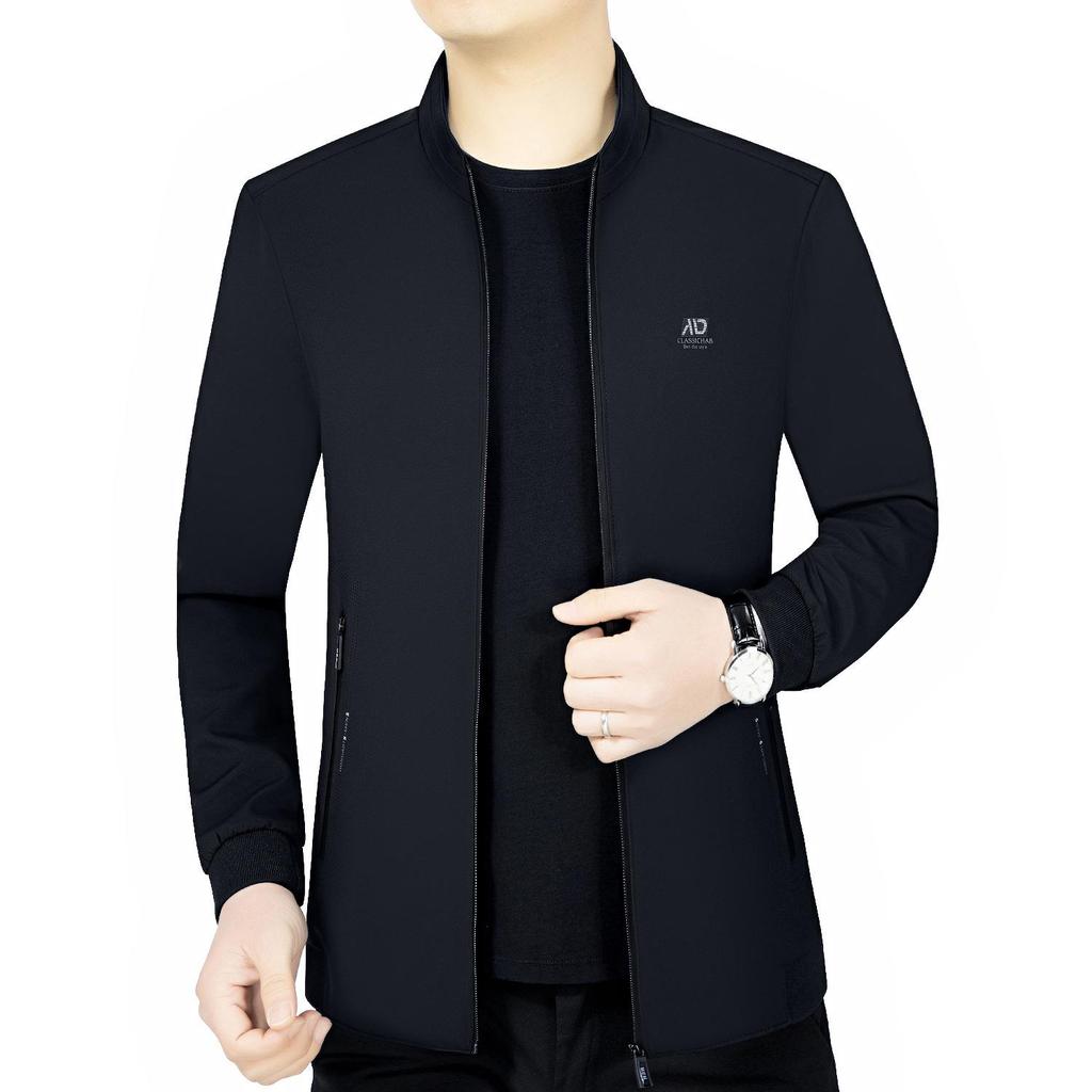 2024 Men's Versatile Stand Collar Jacket - Spring/Autumn Fashion, Solid Color, Thin and Casual