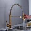 Pull Out Kitchen Sink Faucet Stream Sprayer Kitchen Gourmet Faucet Rotatable Basin Mixer Tap Hot Cold Crane Brass Black Gold