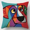 Printed Pillow Covers Featuring Dog Head Design Composed of Vibrant Geometric Shapes Artistic Contemporary Home Decor Pillowcase