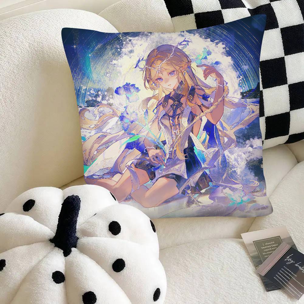 Cartethyia Anime Spiel W-Wuthering Waves Kissenbezug Mode Quadratischer Kissenbezug Schlafzimmer Sofa Zimmer Ins Dekoration Freizeit
