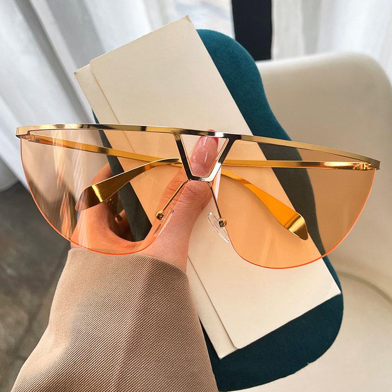 Metal Half Rimless Sunglasses Women For Men Vintage Sun Glasses Steampunk Popular Outdoor Skiing Luxury Brand Design Shades