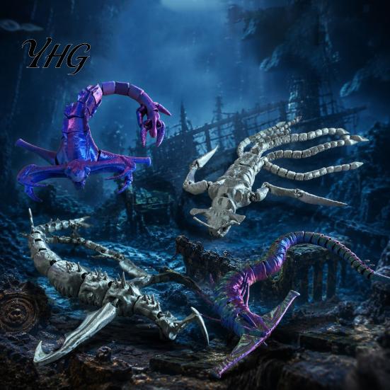 Posable Desktop Ornament 3D Printed Sea Monster Toy, Multi-Joint Articulated Figure, Flexible Mythical Deep Creature PLA Material Decor Fidget
