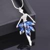 Elegant Charm Dancer Cubic Zirconia Blue White Color Dress Pendant Long Necklace For Women Retro Fashion Jewelry