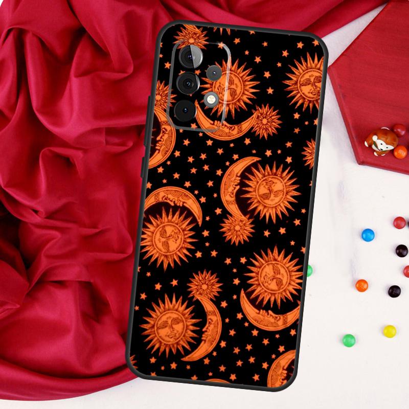 Vintage Moon and Sun Stars For Samsung Galaxy A15 A55 A53 A33 A35 A22 A32 A52 A54 A34 A14 A56 A36 A26 A16 A05 A06 Case