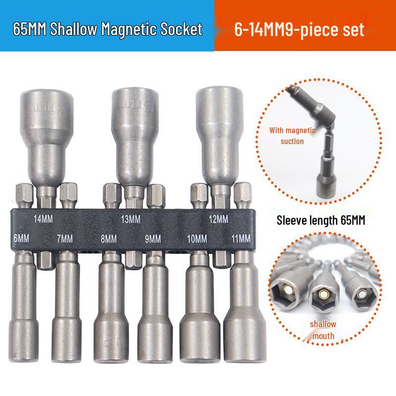 6.35mm Hexagonal Handle Air Screwdriver Set - 9/14 Piece Metric & Imperial Socket Head Accessories for Electric Hand Drill