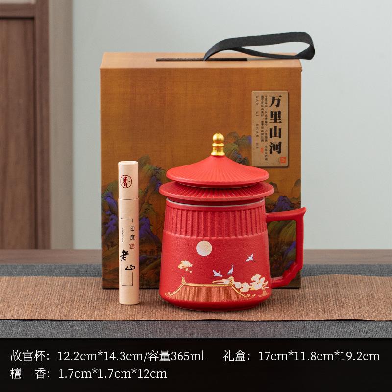 Forbidden City merchandise tea cup red culture cup creative Mid-Autumn Festival anniversary party member souvenirs retro tea set