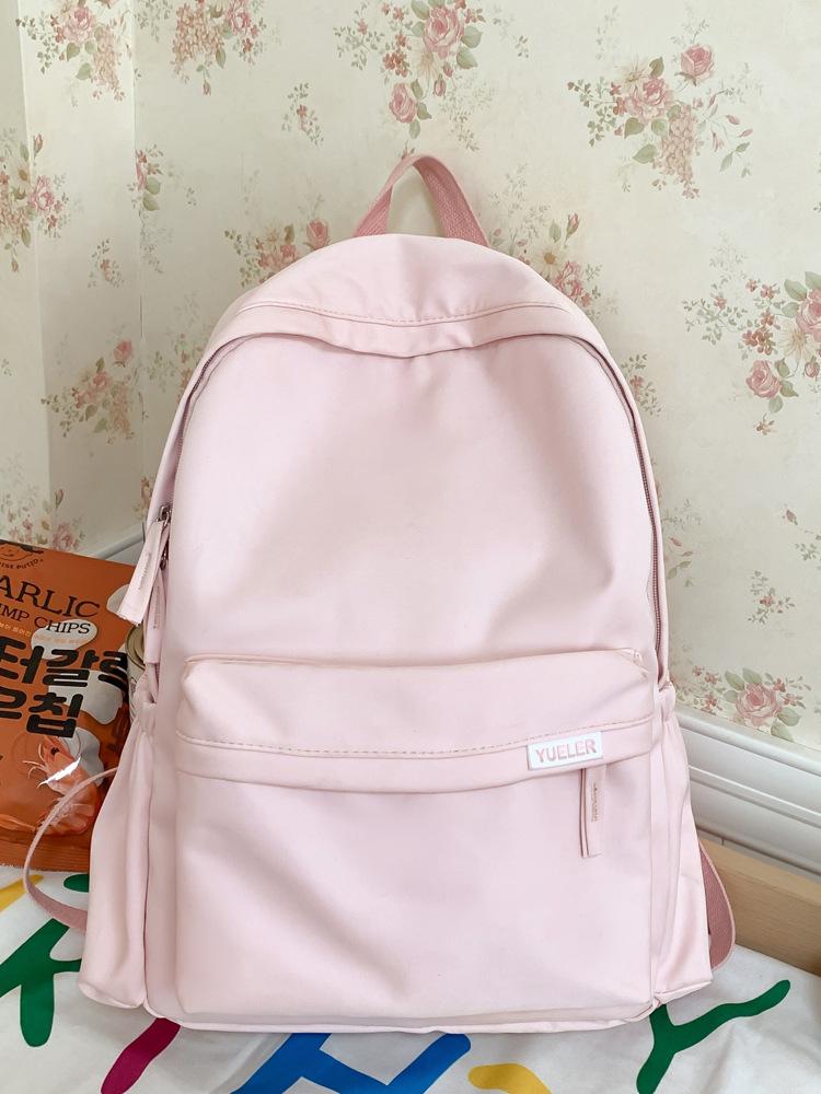 Large Capacity Backpack Female Backpack College Student Junior High School Student High School Bag Solid Color Simple Japanese Travel Bag