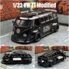 1/32 Scale T1 Minibus Samba JDP Modified Toy Car for Children Diecast Miniature Model Sound & Light Collection Gift Boys