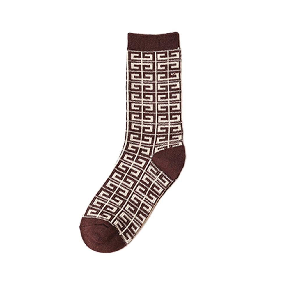 Autumn and Winter Retro Socks, Women's Ethnic Style Socks, Thousand Bird Checks, Diamond Checks, Pile Socks, Mid-calf Socks Trend