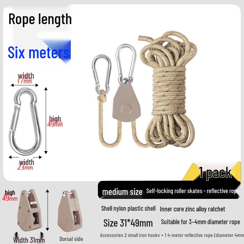 Adjustable Reflective Windproof Camping Tent Rope Pulley System
