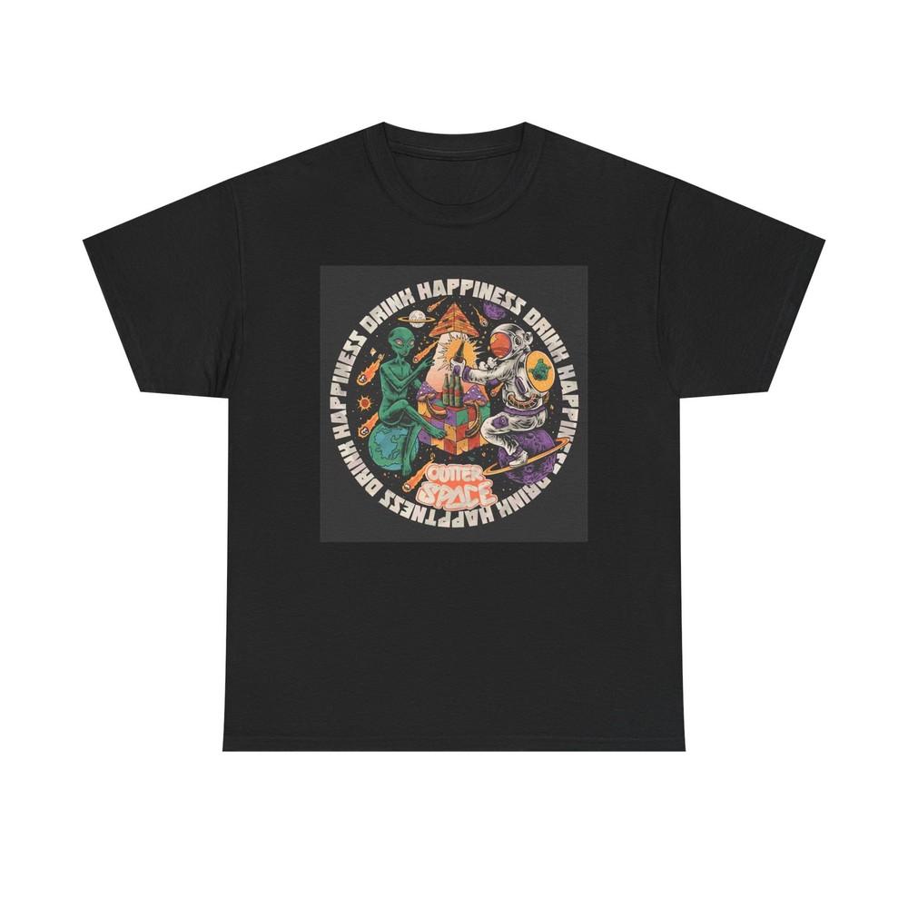 Drink Happiness Outer Space Graphic T Shirt Brand New Cotton Tee