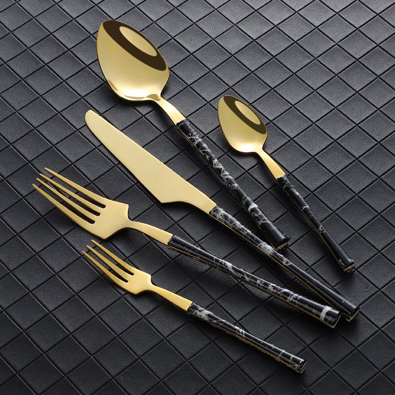 Dinnerware 5Pcs Mirror Stainless Steel Cutlery Knife Fork Spoon Tableware Brown Silver Wooden Handle Restaurant Flatware Set