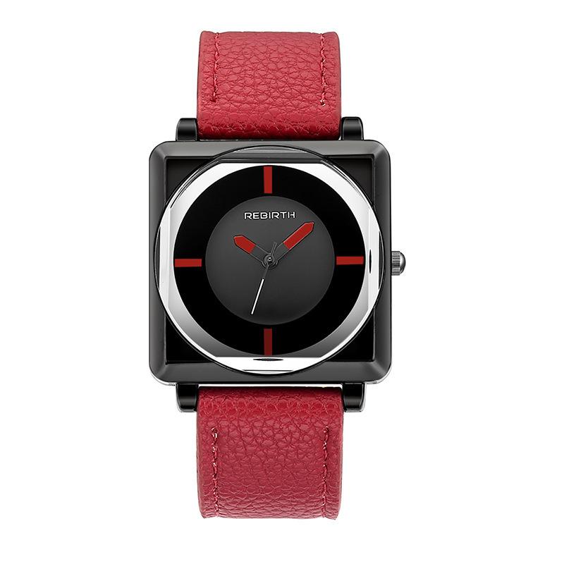 Quartz Watch, Square Imitation Leather Pointer Waterproof Watch, Women S Simple Fashion Watch красный