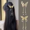 New Exquisite Rhinestone Butterfly Fringe Hair Claw Clips Korean Ponytail Braid Pearl Hairpin Girl Crab Metal Headdress Gift