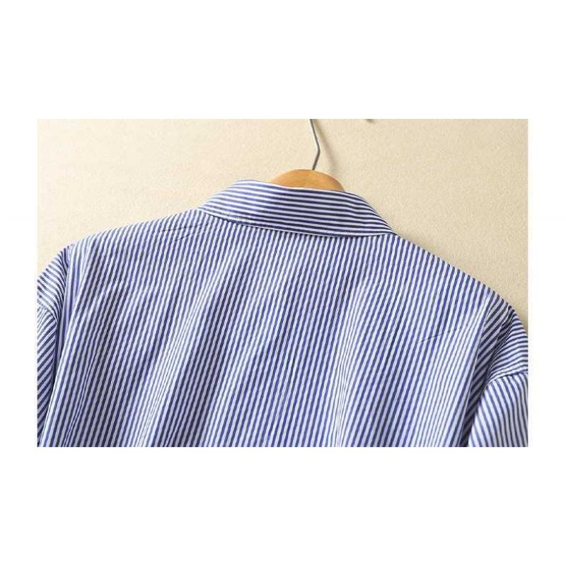 Artistic Style Striped Loose Comfortable Cotton Linen Shirt for Women's Early Spring Commuting Long Sleeved Shirt Blouses & Shirts