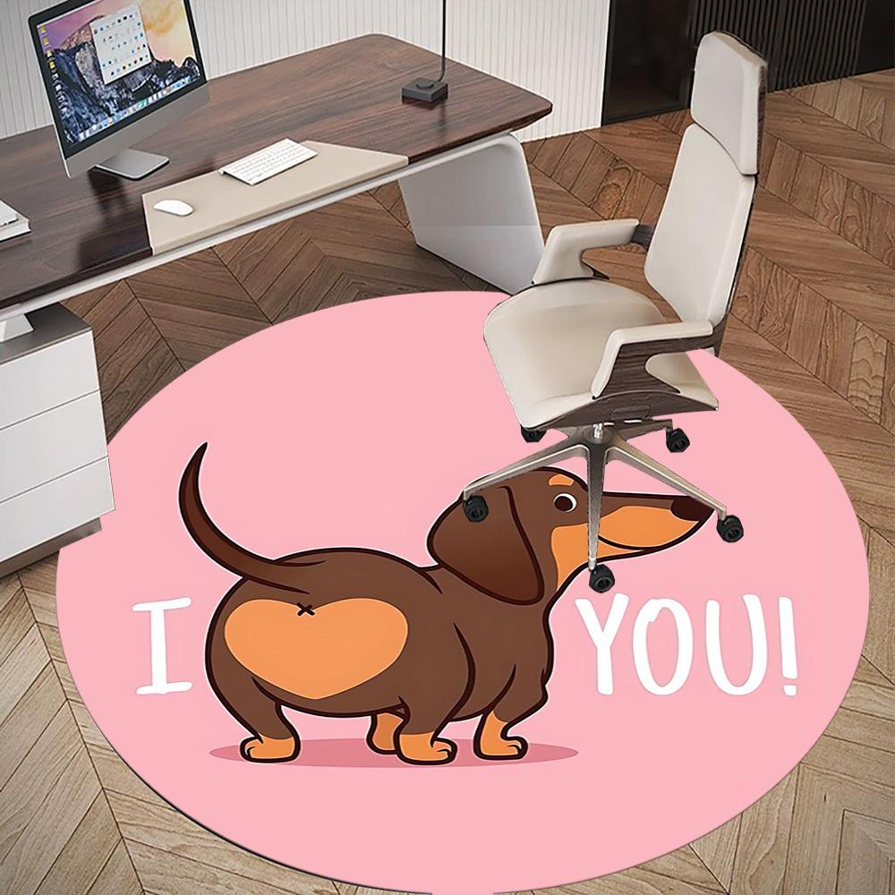 1pc I Love You Round Chair Mat Area Rug - Non-Slip, Floor Mat for Office, Bedroom, and Indoor Decor C1125116