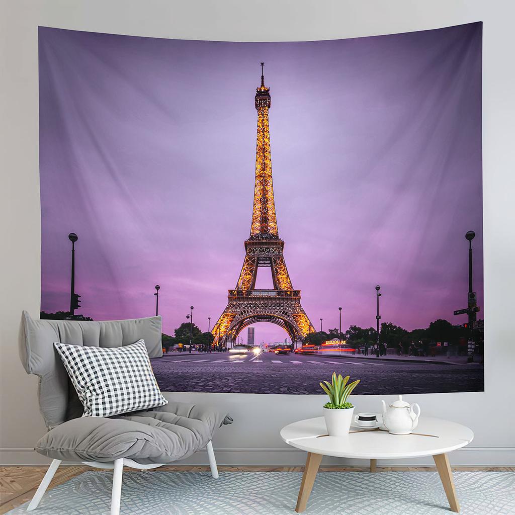 Eiffel Tower Tapestry Water Reflection Tapestry French Architecture Tapestry Living Room Bedroom Dorm Decor Background Cloth