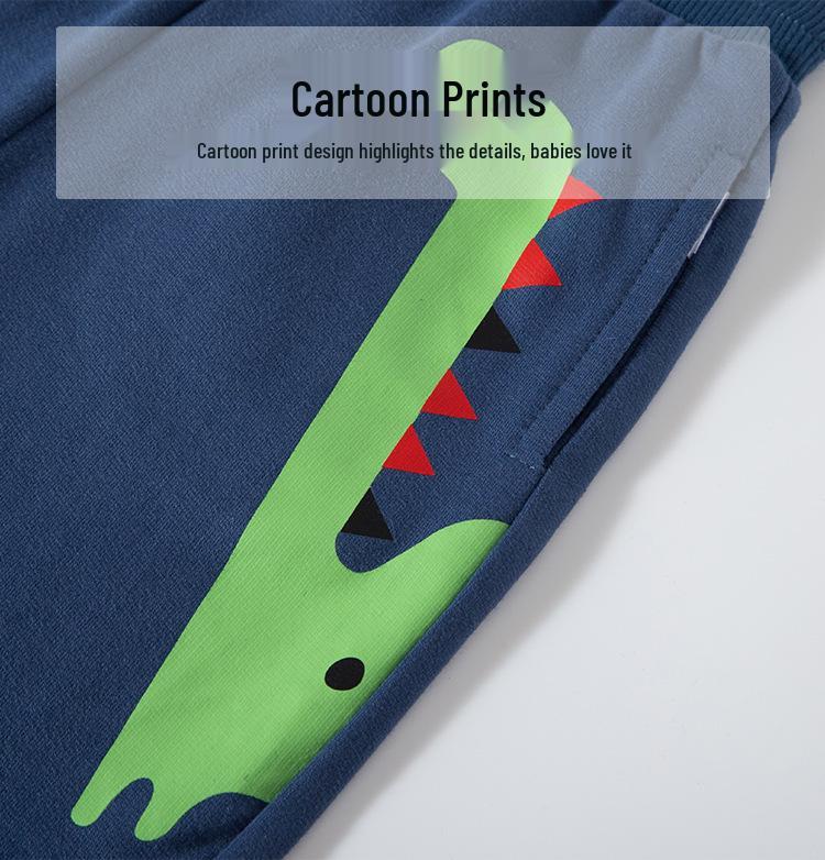 2025 Children's Cartoon Dinosaur Cotton Pants - Boy's Trendy Casual Trousers