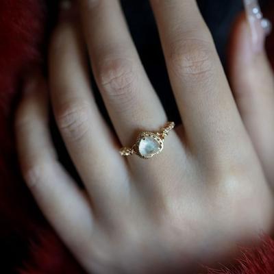 Copper Rinestone Rings Exquisite Vintage Rings Temperament Shining Open Ring  Gifts