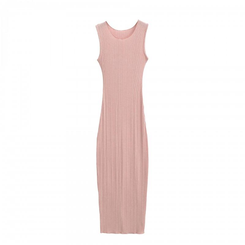 Womens 2026 Fall Sexy Slim Fit Sleeveless Striped Knit Midi Dress Streetwear