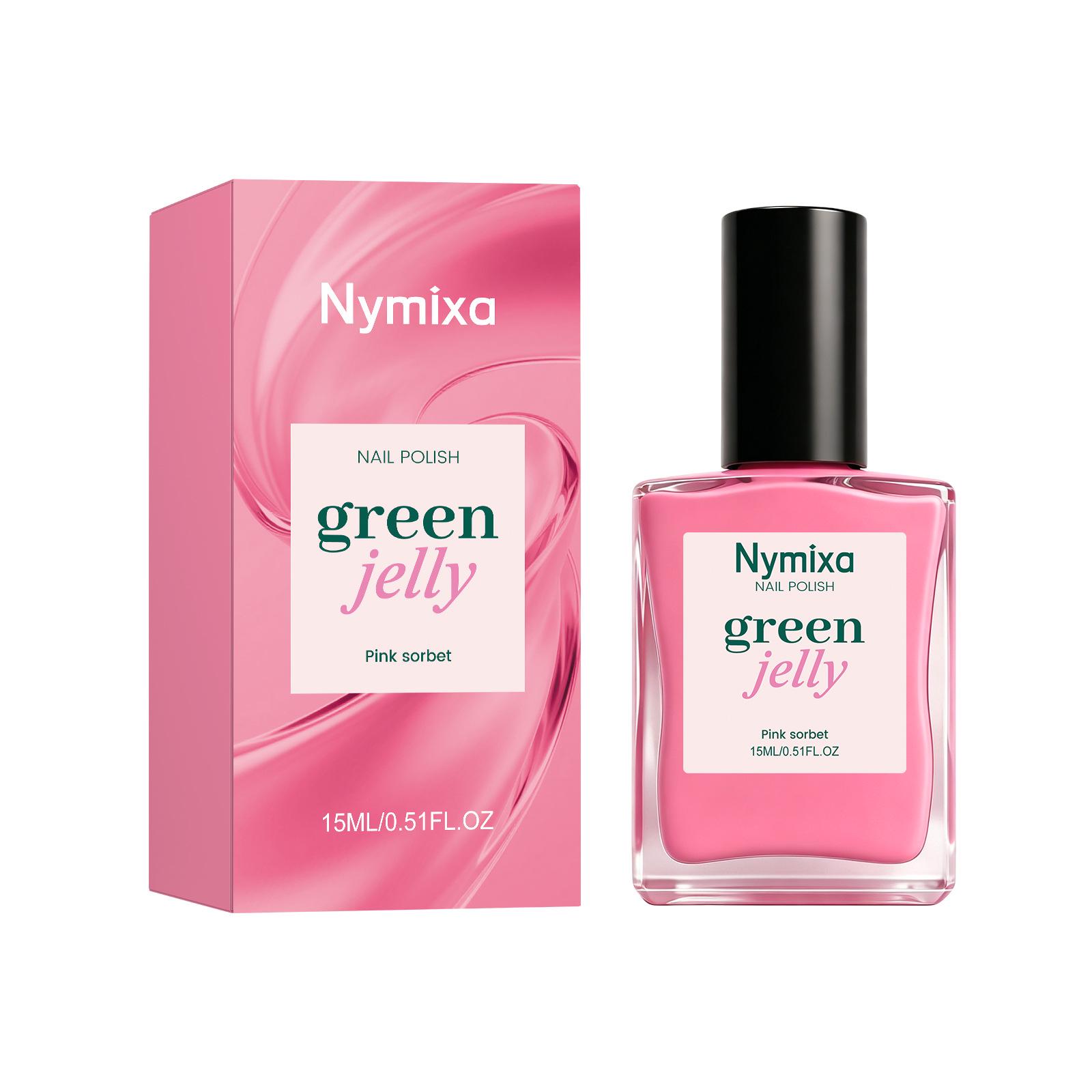 Nymixa Jelly Nail Polish - Pink Sorbet: Icy, Translucent, Versatile, Easy Application, Natural Sweet White Enhancement. 15ML