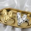 Stainless Steel Love Heart Opening Ring for Women Gold Color Adjustable Finger Rings Texture Design Minimalist Jewelry Gifts