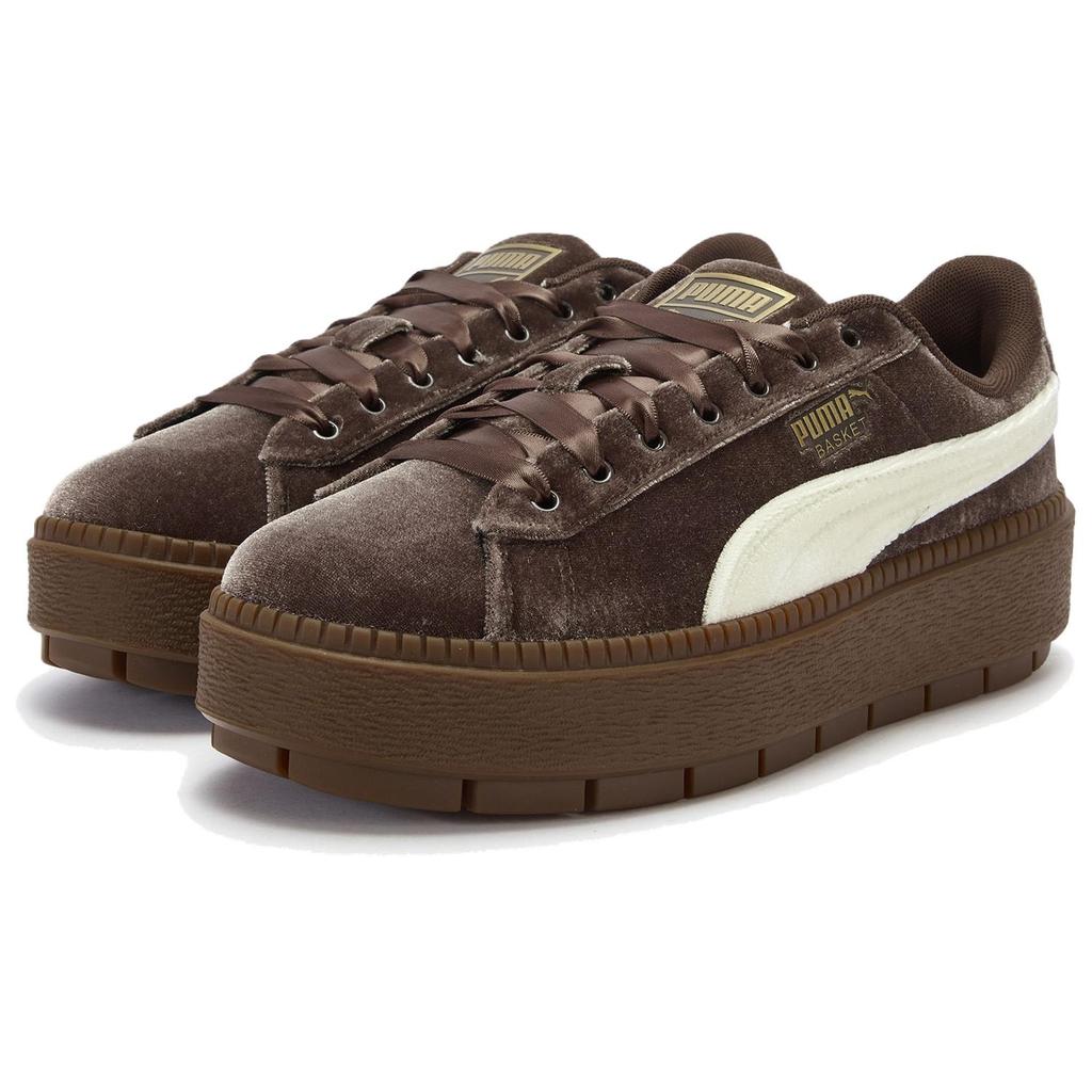 Puma Platform Comfortable Versatile Durable Low-Top Sneakers Women Sneakers Coffee-Brown 406752-02