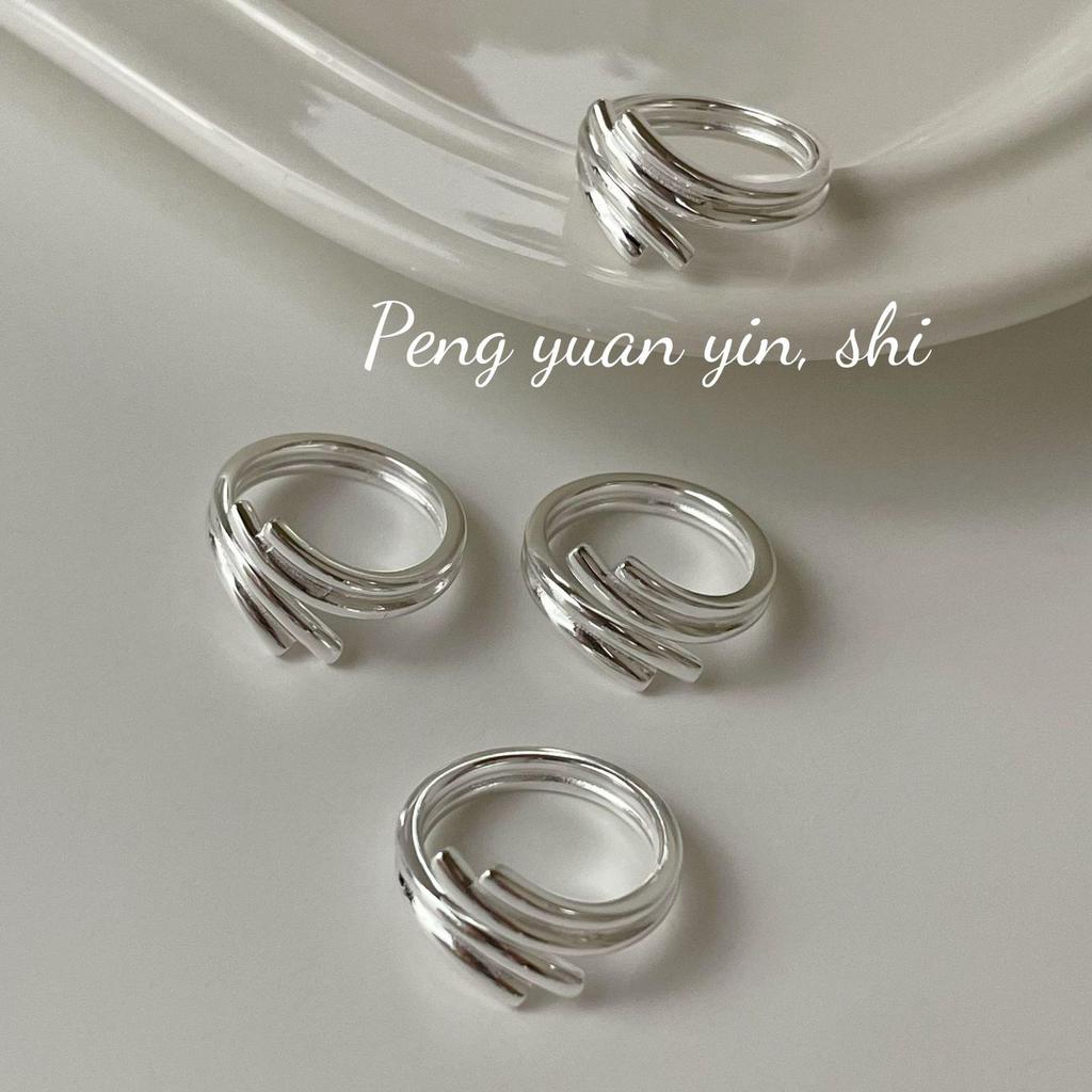 S925 Sterling Silver Korean Style Cross Adjustable Women's Ring