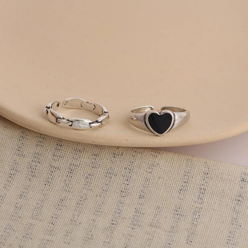 VENTFILLE 925 Sterling Silver Love Chain Personality Niche Design Ins Tide High Sense Open Ring