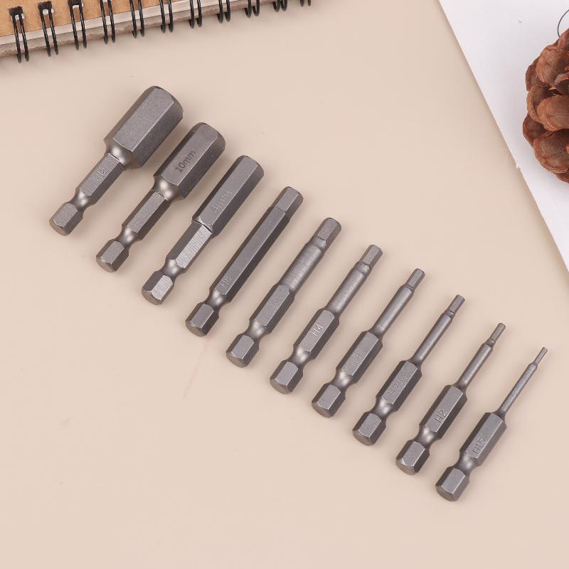 10Pcs Hex Shank Magnetic Head Screw Driver 50/100Mm Screwdriver Bits H1.5-H12 Nut Driver Set Power Drill Adapter Screw Driver