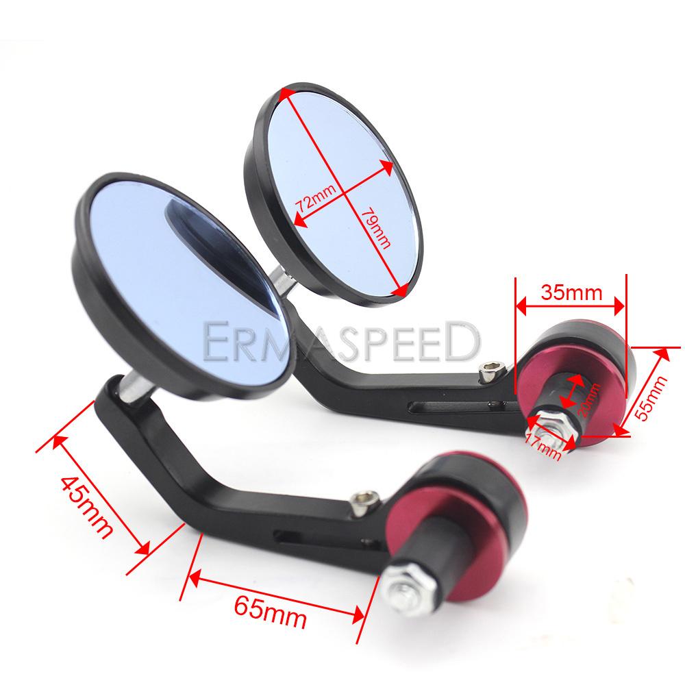 Hliníkový 7/8" 22mm konec motocyklové tyče zpětná zrcátka otočná o 360° konec rukojeti zadní strana