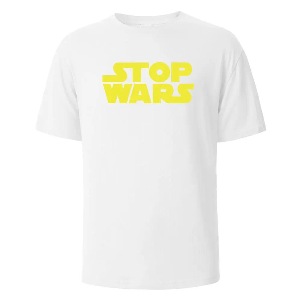 Stop Wars Printing‘s T-shirt Street Casual Breathable Tees 100% Cotton Funny Tops Street Oversized T-Shirts For Women