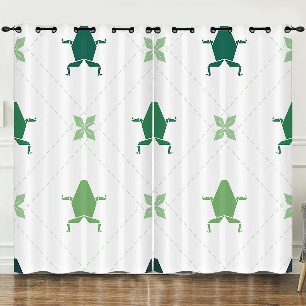Curtain Cartoon Animal Frog 3D Digital Printing Blackout Curtain Punching