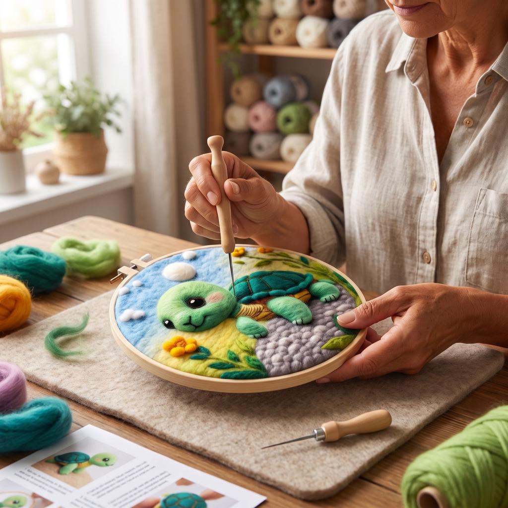 Needle Felting Kit for Beginners with Embroidery Hoop, Wool DIY Supplies, Home Decor, 121-2020