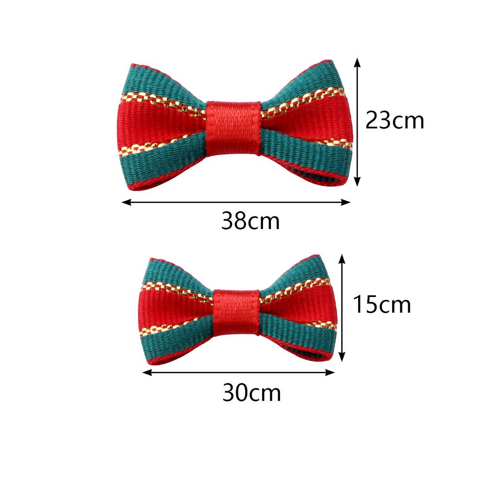 30pcs Christmas Bows Red Green Stripe Satin Ribbon Bows For DIY Christmas Tree Ornament New Year Party Gifts Headwear Decoration