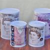 Salvadanaio in latta per monete Dollaro USA ed Euro