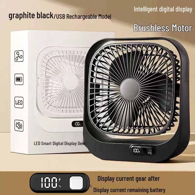 

USB Rechargeable Silent Mini Fan with LED Display for Home, Dorm, or Office – Custom Logo Available USB Rechargeable