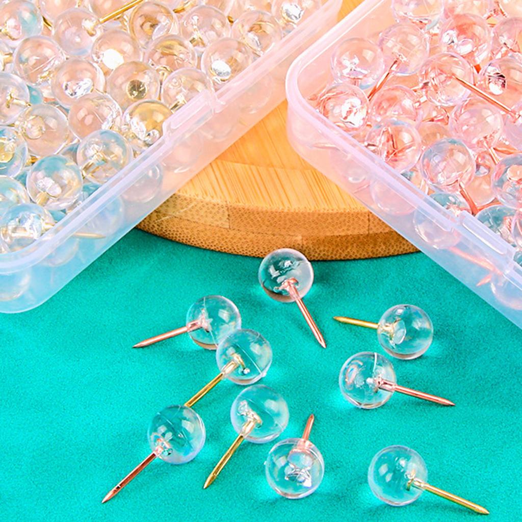 50/100Pieces Ball-shape Push Pins I-shape Map Pins Clear Pushpins for Cork Board Clear Sewing Pins for Fabric Sewing