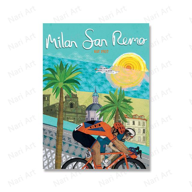 Bicycle Race Bicycle Sports Wall Art Oil Painting Nordic Poster and Printmaking Classic Monument Image