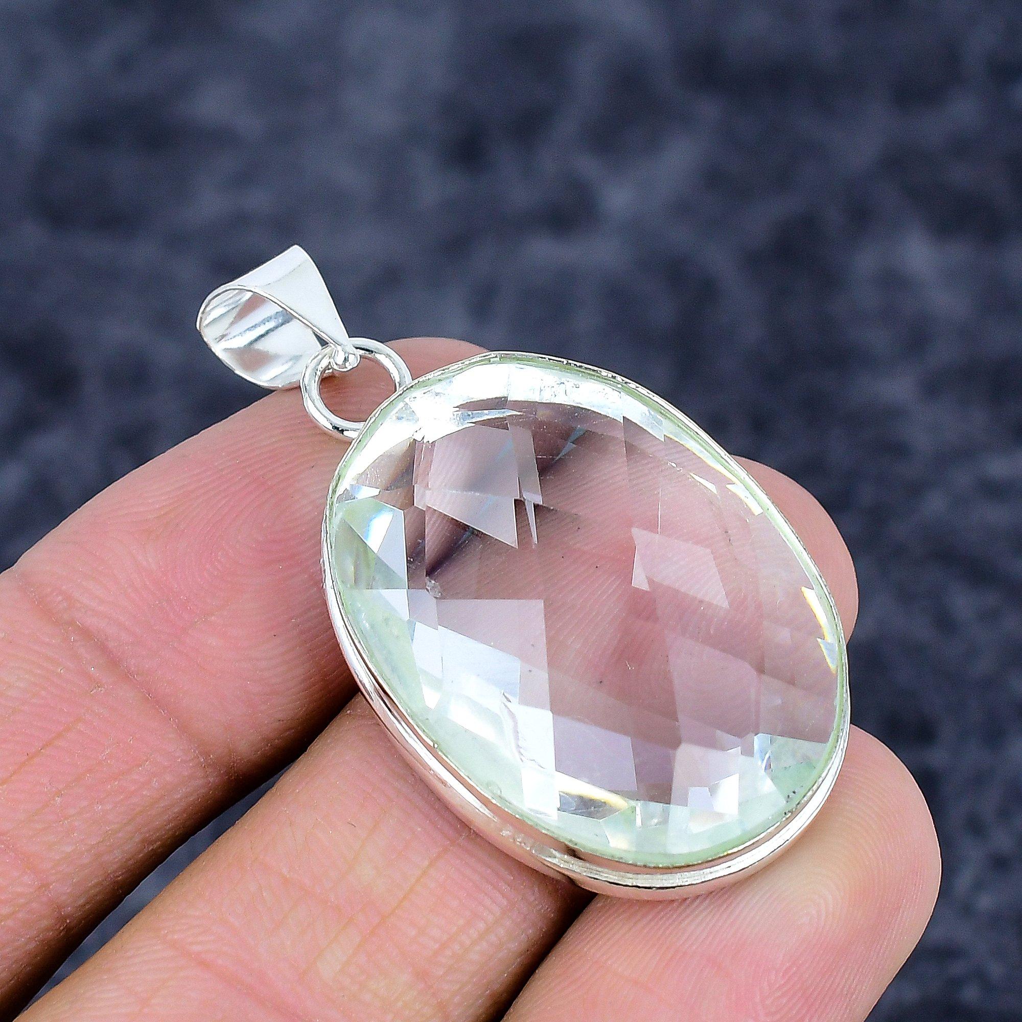 

White Topaz Gemstone Handmade 925 Sterling Silver Jewelry Pendant 1.85 M-3249