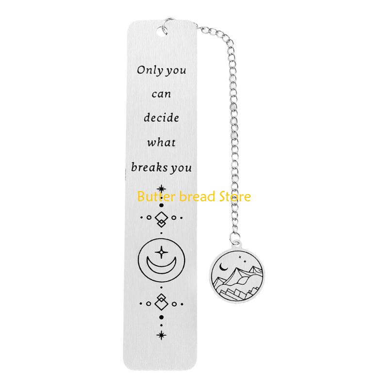 W89C Inspirational Bookmarks Pendant Bookmarks Metal Book Mark Book Page Divider Present for Teacher Book Lover Student