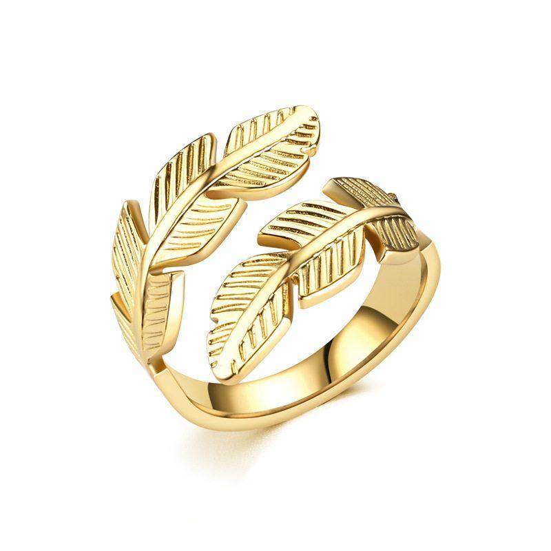 Fashion Fashion Feather Ring Open Titanium Steel Ring Angel Wings Hip Hop Style Stainless Steel Ring Ornament