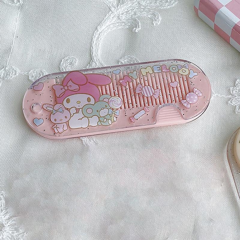 Sanrio Мини Расческа для Сумки Аниме Хелло Китти Май Мелоди Куроми Синнаморолл Картион Милая Пластиковая Расческа для Выпрямления Волос Подарок для Девочек