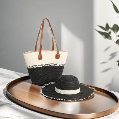 Straw Bag Shoulder Bag Tote Bag Seaside Vacation Style Large Capacity Bag Women