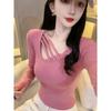 Plus Size Velvet Patchwork Slimming Lace Long Sleeve Top – Women's Autumn/Winter Korean Style Base Layer Shirt