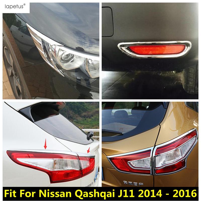 Front Rear Tail Head Headlight Light Fog Lamp Eyebrow Eyelid Cover Trim Accessories Exterior For Nissan Qashqai J11 2014 - 2016