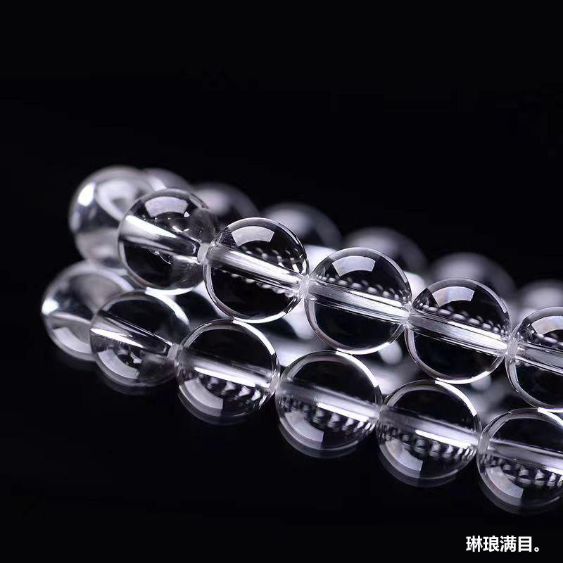 

Natural East China Sea Old Material White Crystal Round Bead Bracelet, Old Mine White Crystal Bead Bracelet, Loose Beads 6mm