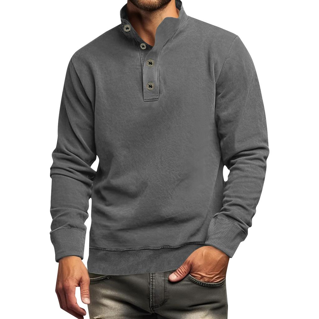 Men's Solid Color  Shirt Plus Men's Long Sleeved T-shirt Minimalist Sweatshirt