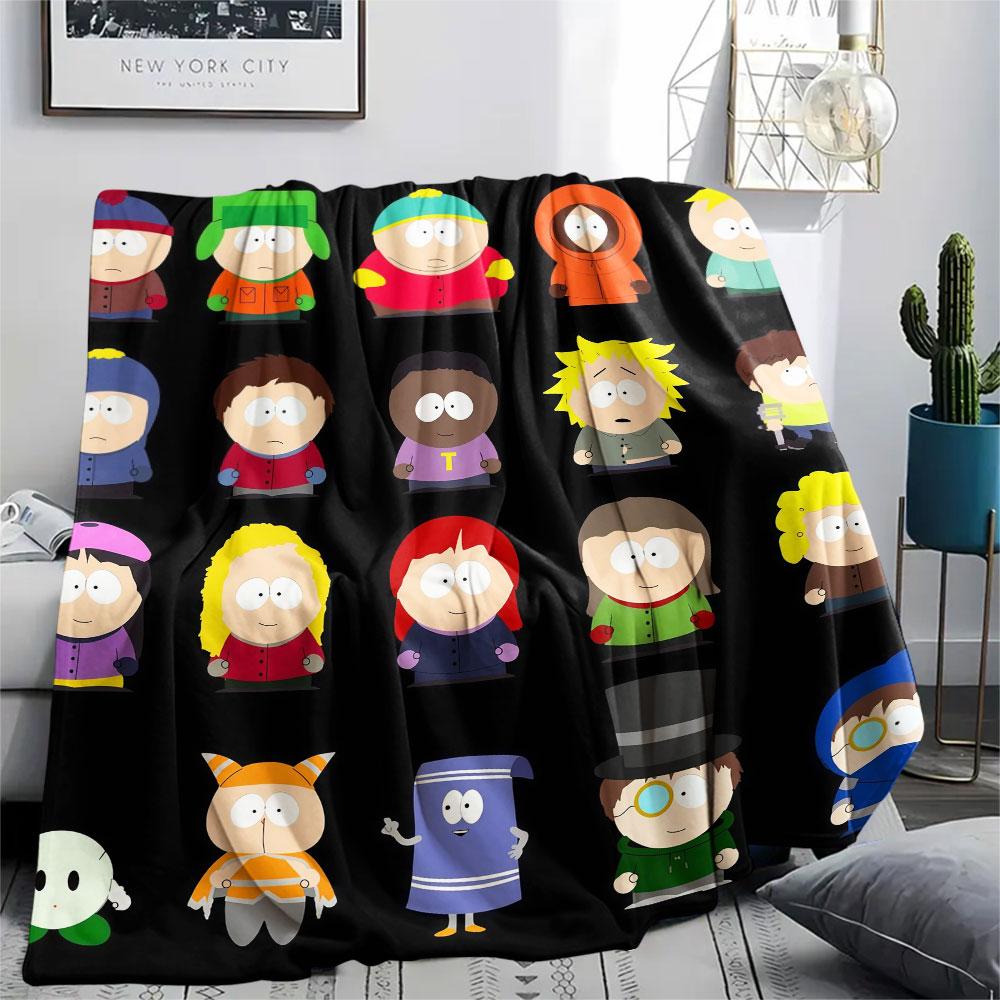 South Park Art Printed Flannel Blanket, soft throw for bedroom sofa, washable, fan merchandise, great gift.